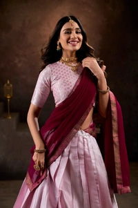 Azorte Fashion Jacquard Silk Lehenga Choli Set with Georgette Dupatta – Lavanya Collection | Traditional Festive Wear - LPI, Stitched, Stitched at 40" (Adjustable from 38" to 42")