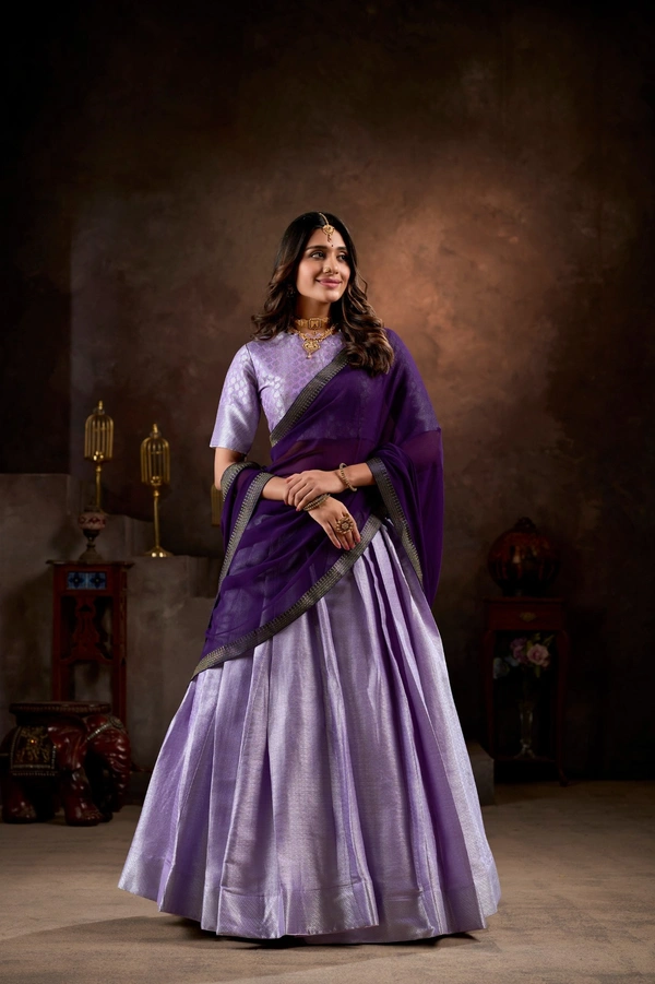 Azorte Fashion Jacquard Silk Lehenga Choli Set with Georgette Dupatta – Lavanya Collection | Traditional Festive Wear - LUV, Stitched, Stitched at 40" (Adjustable from 38" to 42")