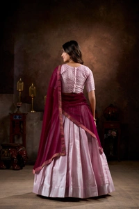 Azorte Fashion Jacquard Silk Lehenga Choli Set with Georgette Dupatta – Lavanya Collection | Traditional Festive Wear - LPI, Stitched, Stitched at 40" (Adjustable from 38" to 42")