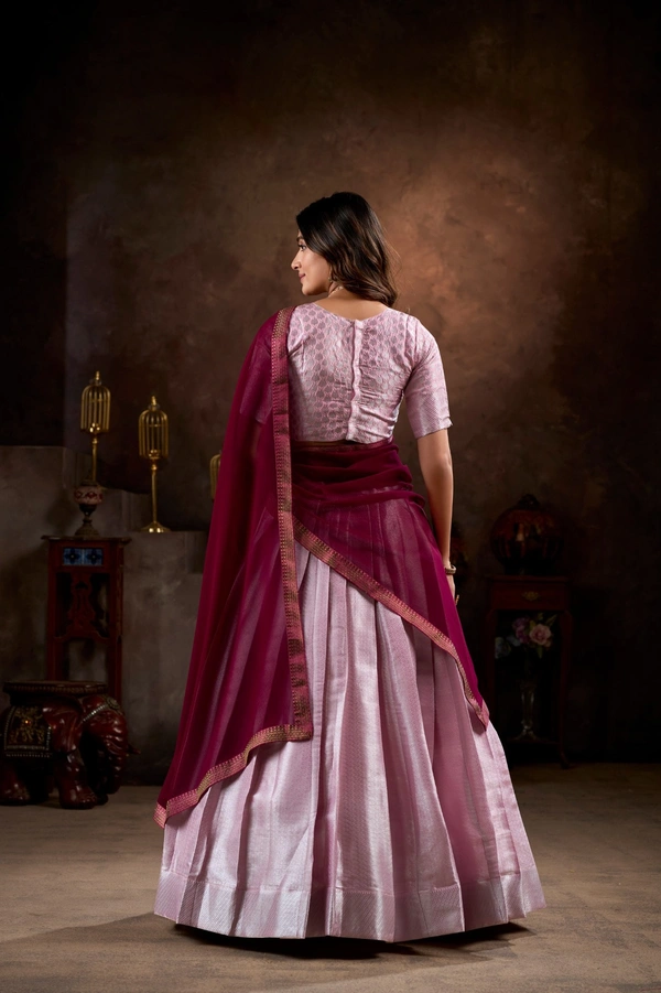 Azorte Fashion Jacquard Silk Lehenga Choli Set with Georgette Dupatta – Lavanya Collection | Traditional Festive Wear - LPI, Stitched, Stitched at 40" (Adjustable from 38" to 42")