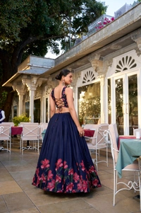 Azorte Fashion Festive Style: Tussar Silk Lehenga with Gold Foil Floral Print & Tassels - NBL, Stitched, Unstitched