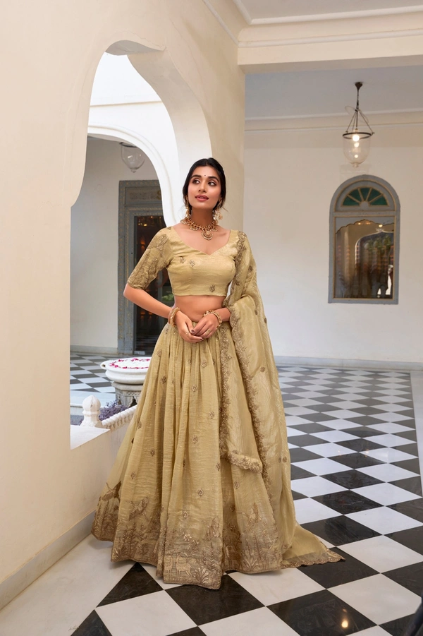 Gold Crush Embroidered Lehenga Set – Radiant Wedding Elegance | Wedding Collection