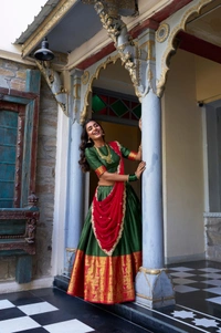 Azorte Fashion Narayan Pattu Lehenga Choli with Zari Weaving & Georgette Dupatta – South Indian Grace Meets Modern Elegance - GRN, Stitched, Unstitched
