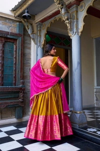 Azorte Fashion Narayan Pattu Lehenga Choli with Zari Weaving & Georgette Dupatta – South Indian Grace Meets Modern Elegance - MST, Stitched, Unstitched