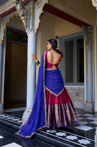 Azorte Fashion Narayan Pattu Lehenga Choli with Zari Weaving & Georgette Dupatta – South Indian Grace Meets Modern Elegance - PNK, Stitched, Unstitched