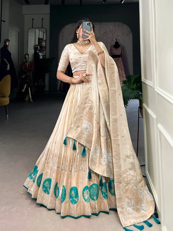 Azorte Fashion Pure Shimmer Mirror & Moti Handwork Lehenga Set – A Glamorous Heart-Stealer | Wedding Collection  - GRN, Stitched, Unstitched