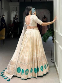 Azorte Fashion Pure Shimmer Mirror & Moti Handwork Lehenga Set – A Glamorous Heart-Stealer | Wedding Collection  - GRN, Stitched, Unstitched