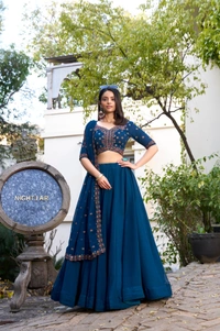 Azorte Fashion  Georgette Glam Embroidered Lehenga Set – Elegant Flow for Every Occasion | Lehenga Collection - Stitched, Unstitched