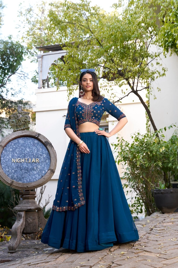 Azorte Fashion  Georgette Glam Embroidered Lehenga Set – Elegant Flow for Every Occasion | Lehenga Collection - Stitched, Unstitched