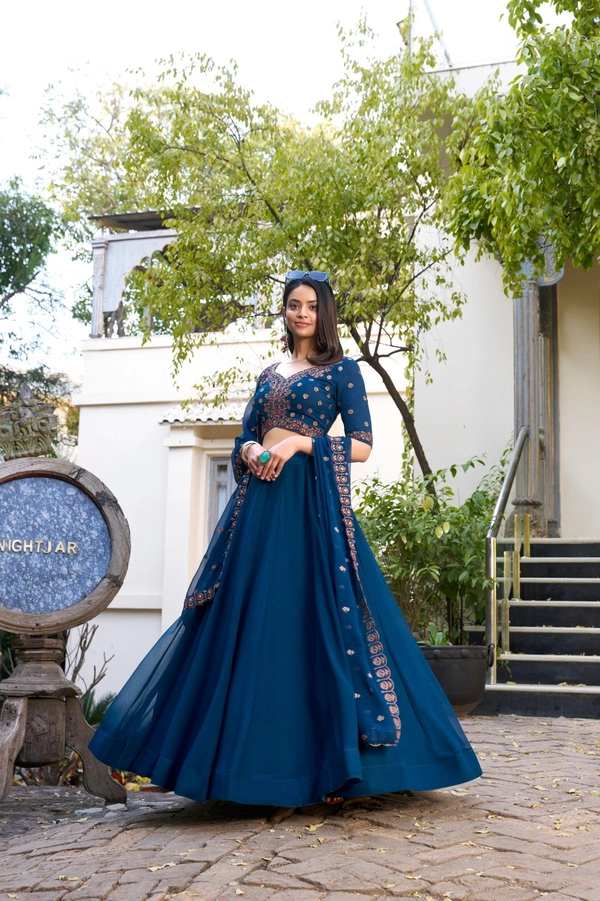 Azorte Fashion  Georgette Glam Embroidered Lehenga Set – Elegant Flow for Every Occasion | Lehenga Collection - Stitched, Unstitched