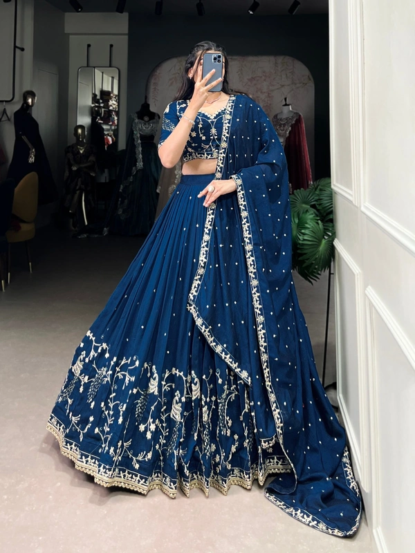 Azorte Fashion Vichitra Silk Embroidered Lehenga Choli – Elegance in Simplicity  - FRZ, Stitched, Unstitched