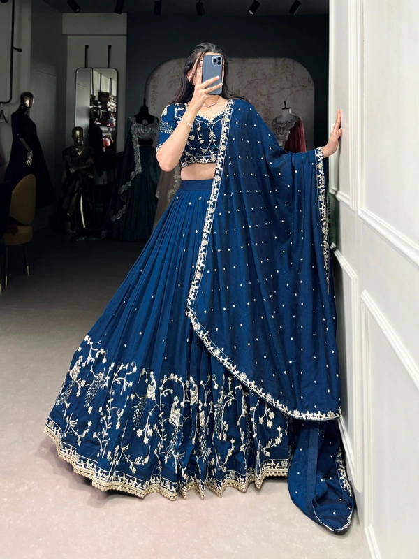 Azorte Fashion Vichitra Silk Embroidered Lehenga Choli – Elegance in Simplicity  - FRZ, Stitched, Unstitched