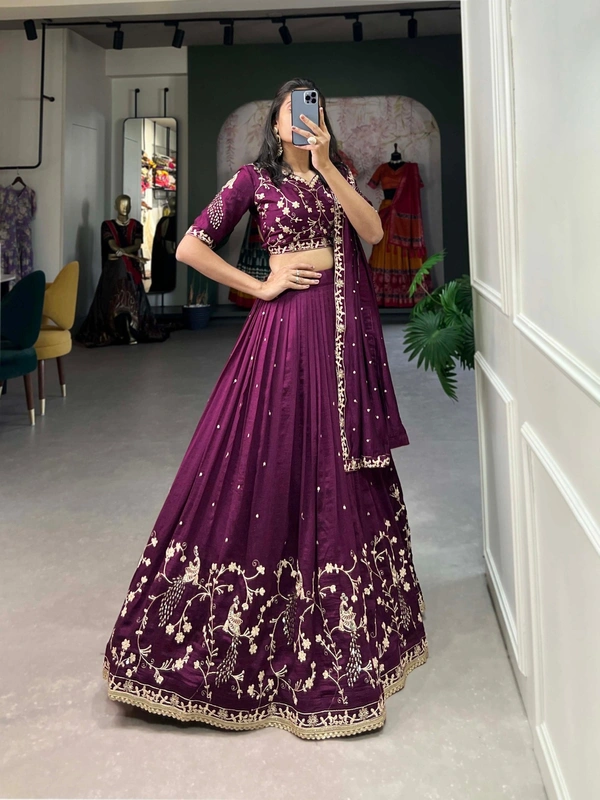 Azorte Fashion Vichitra Silk Embroidered Lehenga Choli – Elegance in Simplicity  - WIN, Stitched, Unstitched