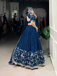 Azorte Fashion Vichitra Silk Embroidered Lehenga Choli – Elegance in Simplicity  - FRZ, Stitched, Unstitched