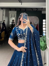 Azorte Fashion Vichitra Silk Embroidered Lehenga Choli – Elegance in Simplicity  - FRZ, Stitched, Unstitched