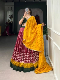 Azorte Fashion Printed Tussar Silk Lehenga Choli – A Heritage Dream in Motion | Festive Collection - Stitched, Unstitched