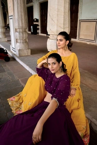 Azorte Fashion Georgette Embroidered Co-ord Set with Sequins Detailing – Lehenga with Crop Top - Toledo, Stitched, Stitched