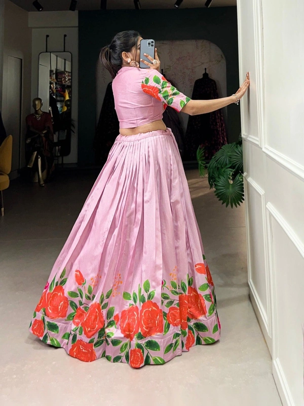 Azorte Fashion Tussar Silk Floral Co-ord Set with Long Sleeve Lace Blouse - Azalea, Stitched, Stitched