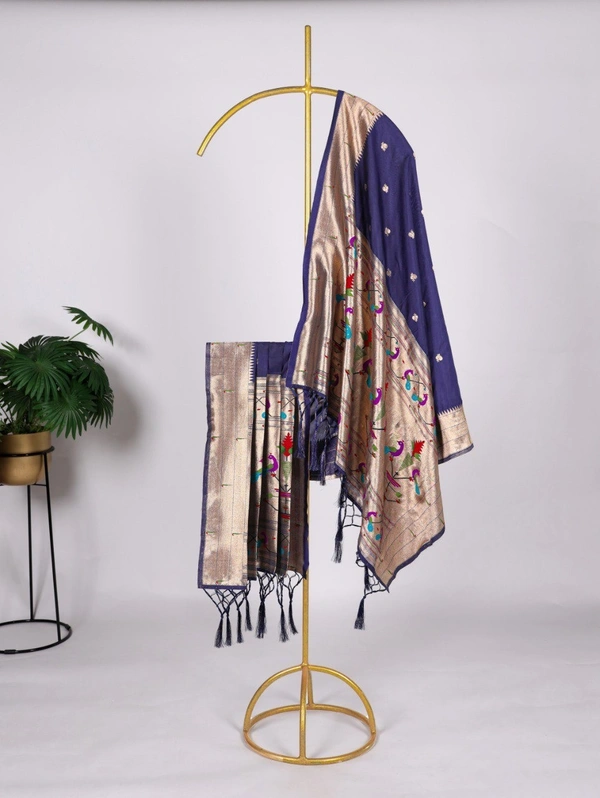 Azorte Fashion Jacquard Paithani Dupatta with Weaving Zari Work & Tassels - EAS