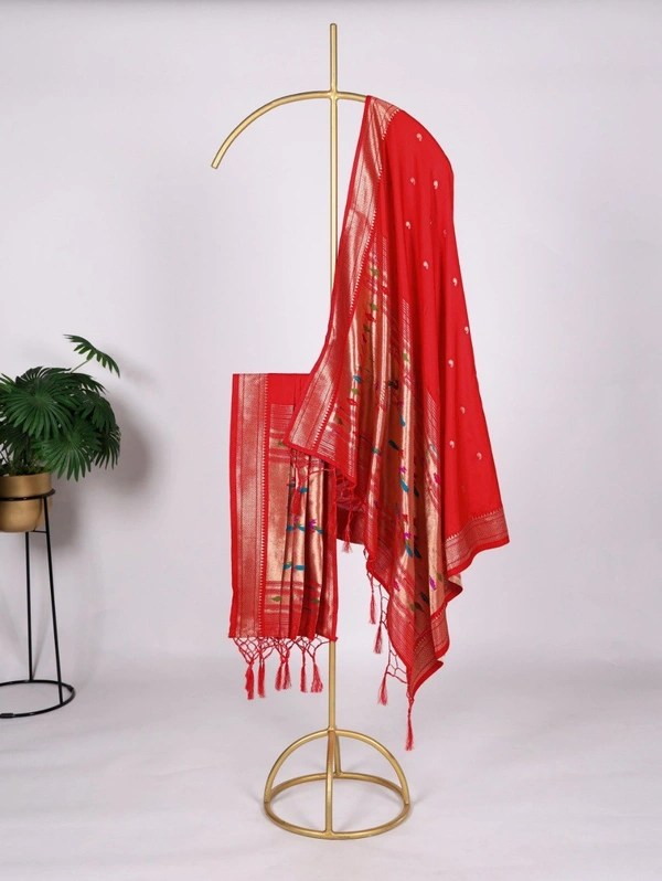 Azorte Fashion Jacquard Paithani Dupatta with Weaving Zari Work & Tassels - MNZ