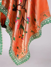 Azorte Fashion  Paithani Jacquard Silk Dupatta with Zari Weaving & Sequins Embroidery Border - FLG