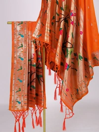 Azorte Fashion Traditional Paithani Jacquard Dupatta with Zari Weaving & Tassels - GDR