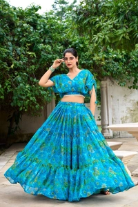 Azorte Fashion  Elegant Chiffon Floral Print Co-ord Set with Pearl Touch-Up - AlS, Stitched, Stitched