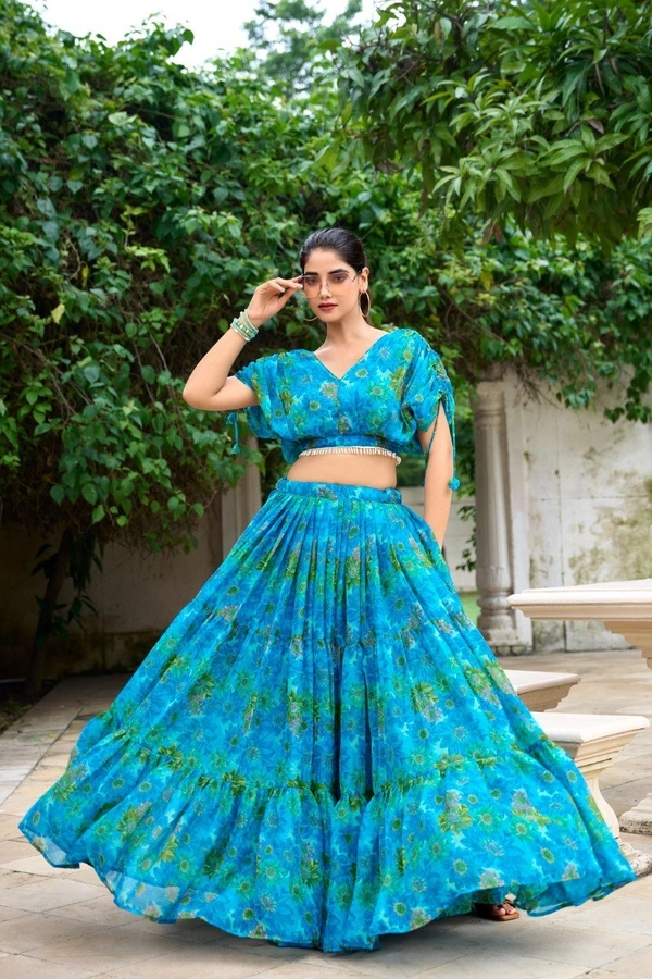 Azorte Fashion  Elegant Chiffon Floral Print Co-ord Set with Pearl Touch-Up - AlS, Stitched, Stitched