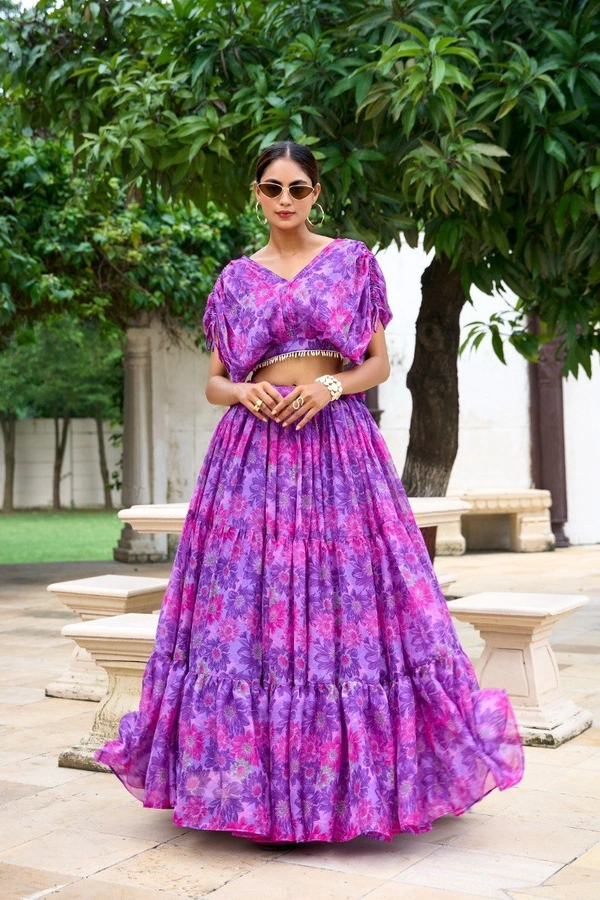 Azorte Fashion  Elegant Chiffon Floral Print Co-ord Set with Pearl Touch-Up - FIA, Stitched, Stitched