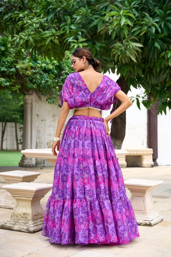 Azorte Fashion  Elegant Chiffon Floral Print Co-ord Set with Pearl Touch-Up - FIA, Stitched, Stitched