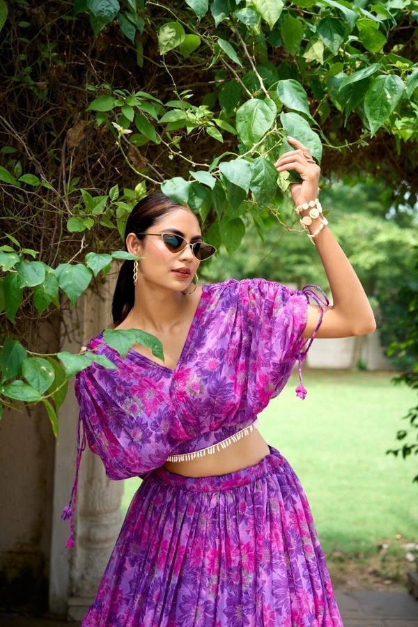 Azorte Fashion  Elegant Chiffon Floral Print Co-ord Set with Pearl Touch-Up - FIA, Stitched, Stitched