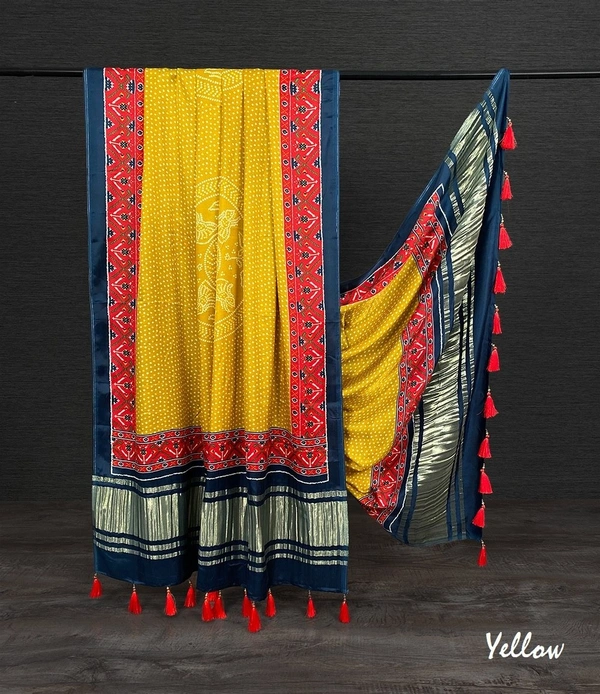 Azorte Fashion Gaji Silk Digital Printed Dupatta with Tassels – 2.5 Meter Length - GMB
