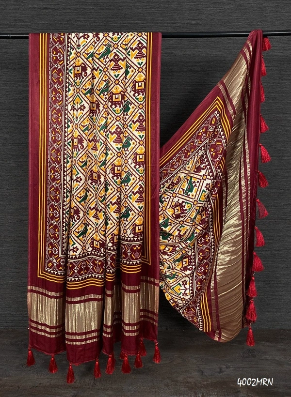 Azorte Fashion Gaji Silk Digital Printed Dupatta with Tassels – 2.5 Meter Length - MRN