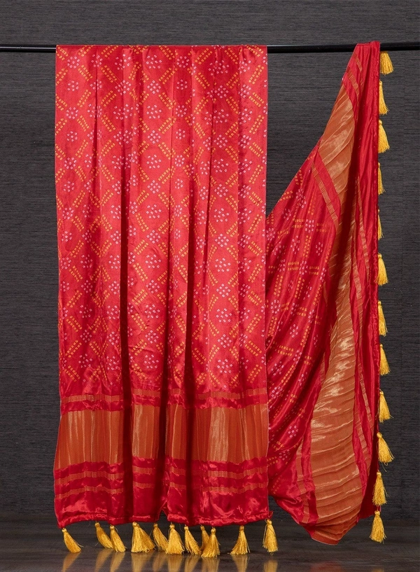 Azorte Fashion Gaji Silk Digital Printed Dupatta with Tassels – 2.5 Meter Length - PCH