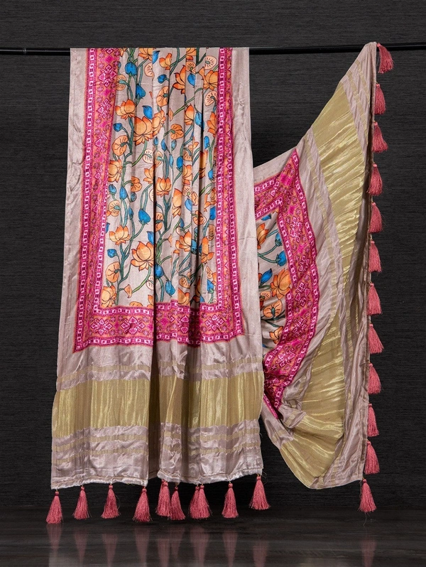 Azorte Fashion Gaji Silk Digital Printed Dupatta with Tassels – 2.5 Meter Length - WFR