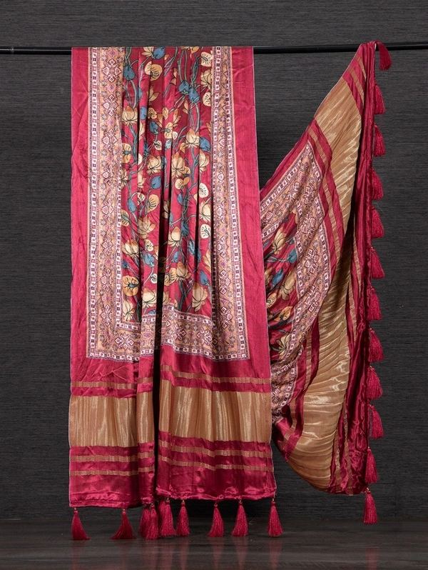 Azorte Fashion Gaji Silk Digital Printed Dupatta with Tassels – 2.5 Meter Length - BRK