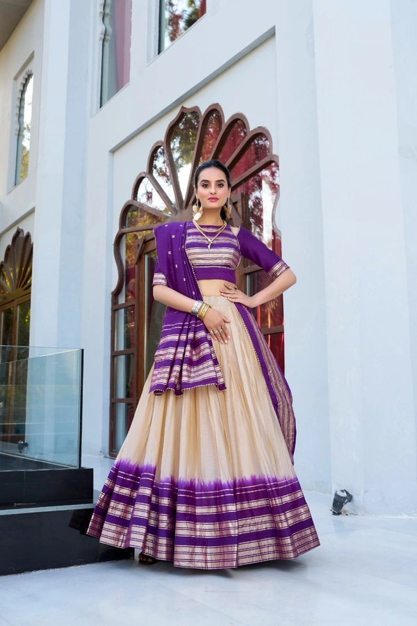 Azorte Fashion Pure Chanderi Zari Lehenga Choli Set with Dupatta – Regal Ethnic Wear - HEY, Stitched, Unstitched