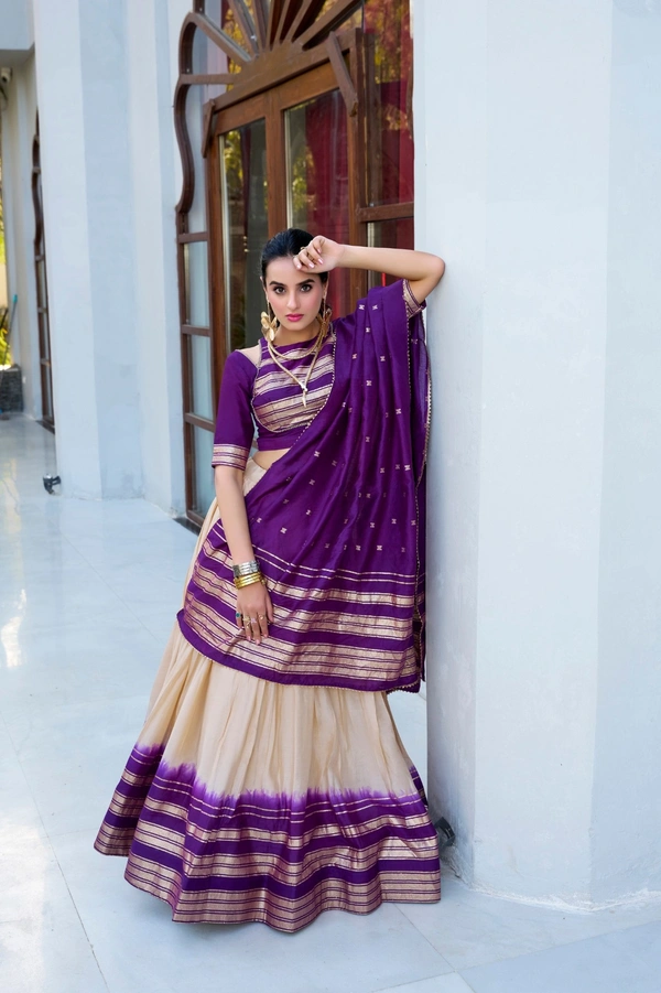 Azorte Fashion Pure Chanderi Zari Lehenga Choli Set with Dupatta – Regal Ethnic Wear - HEY, Stitched, Unstitched