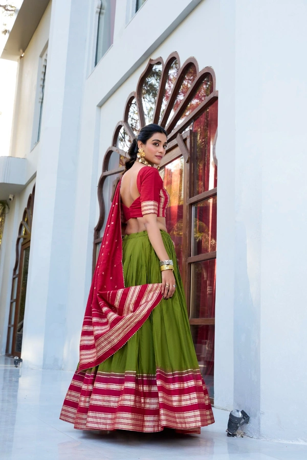 Azorte Fashion Pure Chanderi Zari Lehenga Choli Set with Dupatta – Regal Ethnic Wear - CVR, Stitched, Unstitched