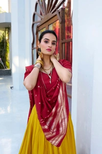 Azorte Fashion Pure Chanderi Zari Lehenga Choli Set with Dupatta – Regal Ethnic Wear - GLD, Stitched, Unstitched
