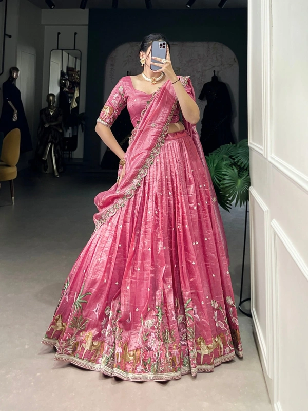 Azorte Fashion Gold Crush Embroidered Lehenga Choli with Dupatta – Shine Like a Queen - CRT, Stitched, Unstitched