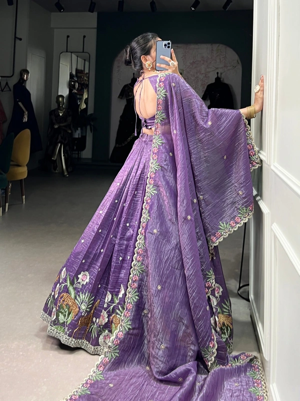Azorte Fashion Gold Crush Embroidered Lehenga Choli with Dupatta – Shine Like a Queen - WIN, Stitched, Unstitched