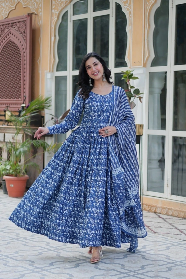 Azorte Fashion  Premium Pure Cotton Readymade Kurti Set with Pant & Dupatta – Full Sleeve, Fancy Neck Design - STP, XXL