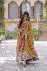 Azorte Fashion  Premium Readymade Alia Cut Gown in Russian Silk with Sequins Embroidered Dupatta - L