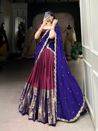 Azorte Fashion Elegant Narayan Pattu Zari Weaving Lehenga Choli with Dupatta - VIN, Stitched, Unstitched