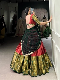 Azorte Fashion Elegant Narayan Pattu Zari Weaving Lehenga Choli with Dupatta - MNY, Stitched, Unstitched