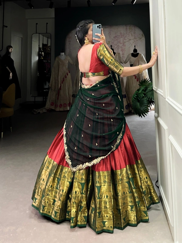 Azorte Fashion Elegant Narayan Pattu Zari Weaving Lehenga Choli with Dupatta - MNY, Stitched, Unstitched