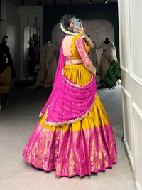 Azorte Fashion Elegant Narayan Pattu Zari Weaving Lehenga Choli with Dupatta - IND, Stitched, Unstitched