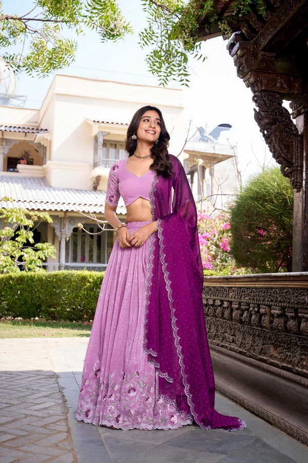 Azorte Fashion Glamorous Silver Glosy Lehenga Choli with Hotfix & Dupatta – Wedding Collection 2025 - VIL, Stitched, Unstitched