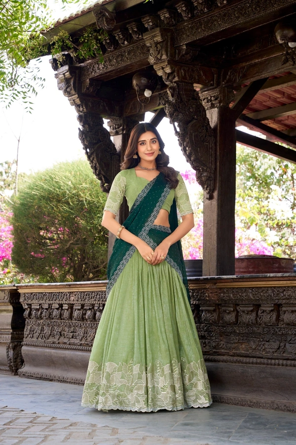 Azorte Fashion Glamorous Silver Glosy Lehenga Choli with Hotfix & Dupatta – Wedding Collection 2025 - GRN, Stitched, Unstitched